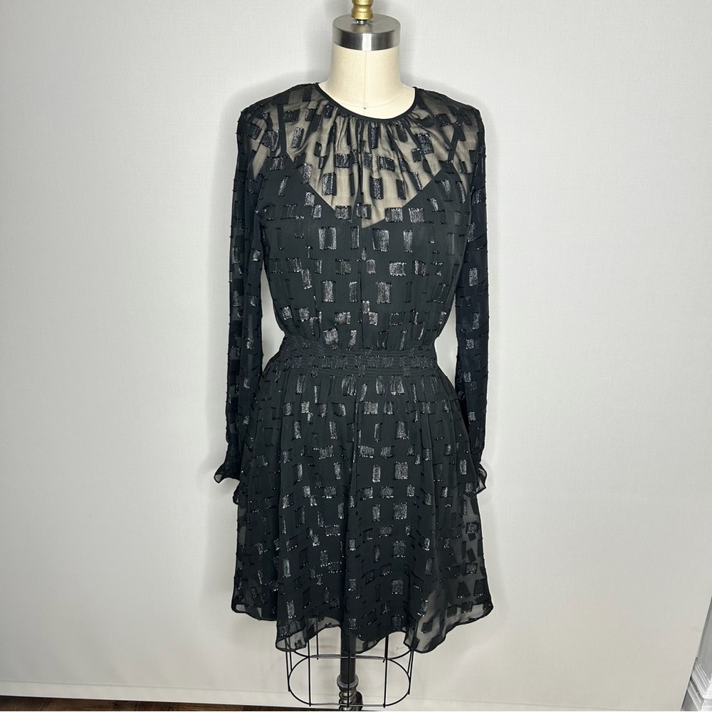 H&M Elegant Black Sheer Overlay Dress